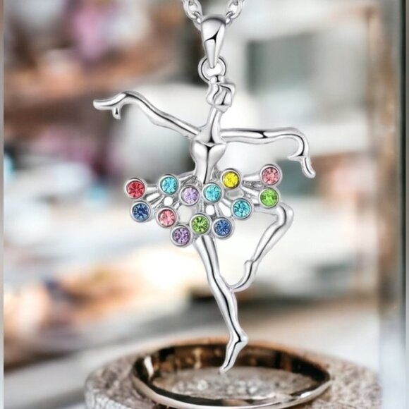 Ballerina Dancing Necklace Pendant Chain Creative Colorful With Gift Pouch - Picture 15 of 15